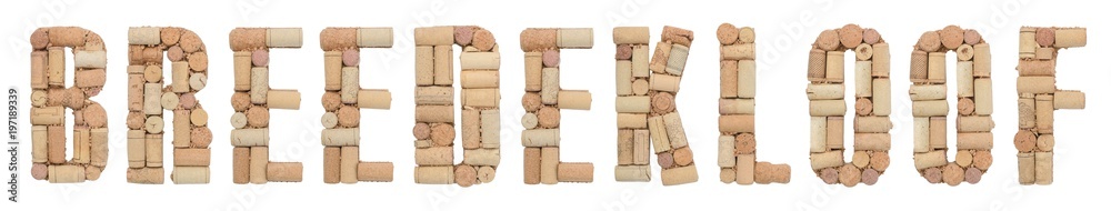Wine region of South Africa Breedekloof made of wine corks Isolated on white background
