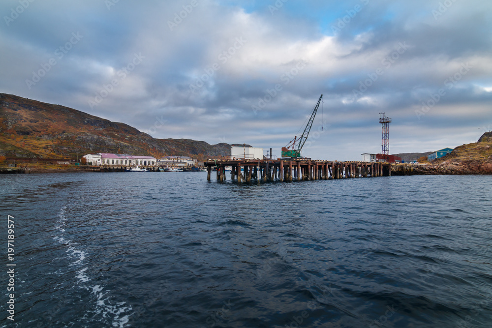 Fototapeta premium pier in Teriberka/ pier in a fishing village of Teriberka , Murmansk region, Russia