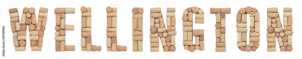 Wine region of South Africa Wellington made of wine corks Isolated on white background