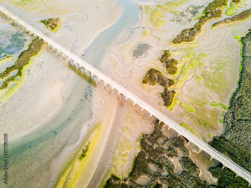 Pedestrian bridge over Ria Formosa in Quinta do Lago, Almancil, Algarve, Portugal