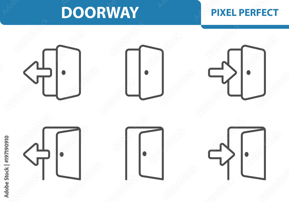 Door Icons. Professional, pixel perfect icons depicting various door concepts. EPS 8 format.
