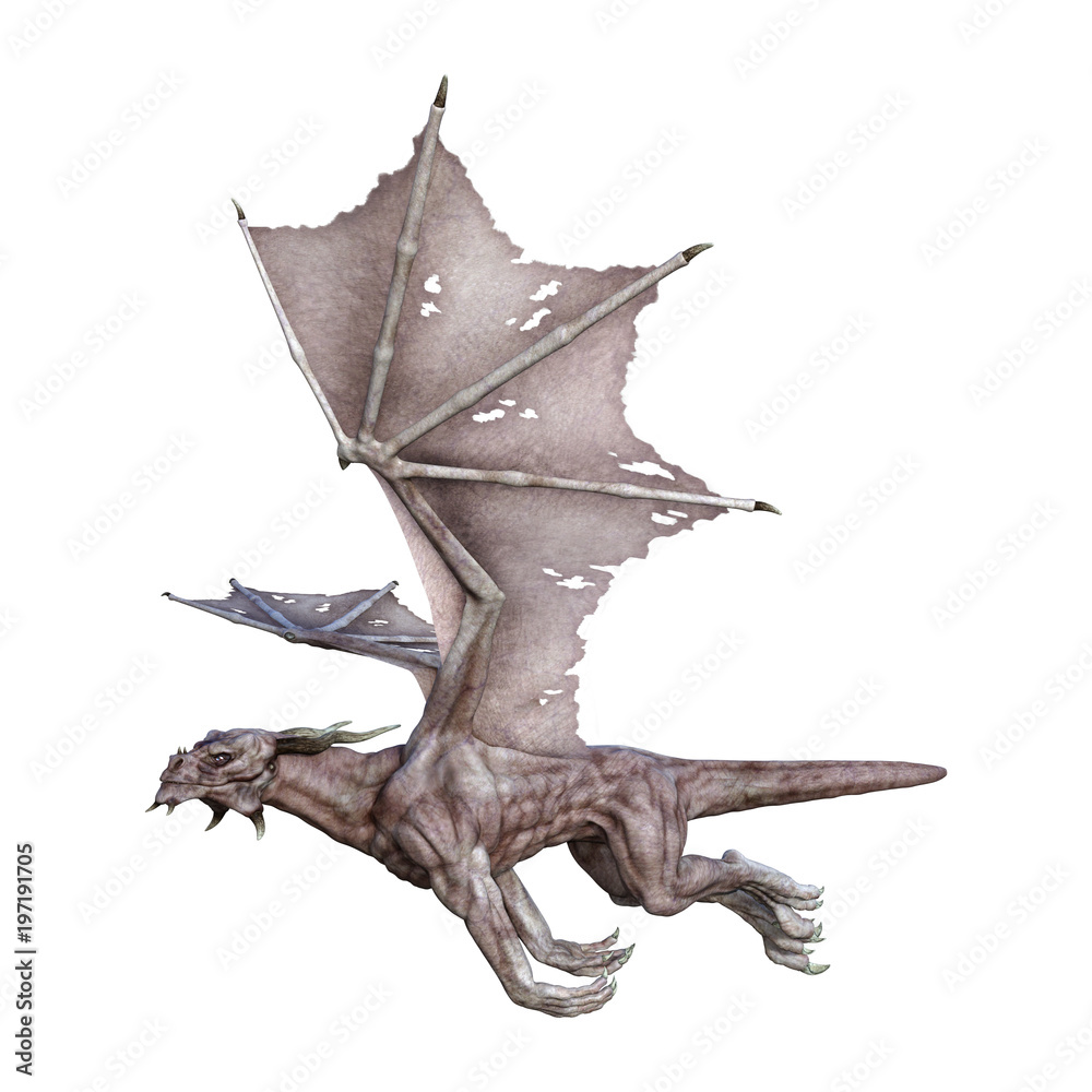 3D Rendering Fantasy Vampire Dragon on White 3D Rendering Fantasy Vampire Dragon on White