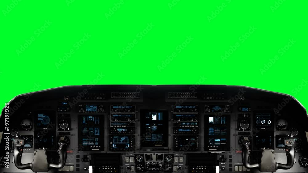 Futuristic Spaceship Cockpit on a Green Screen Background