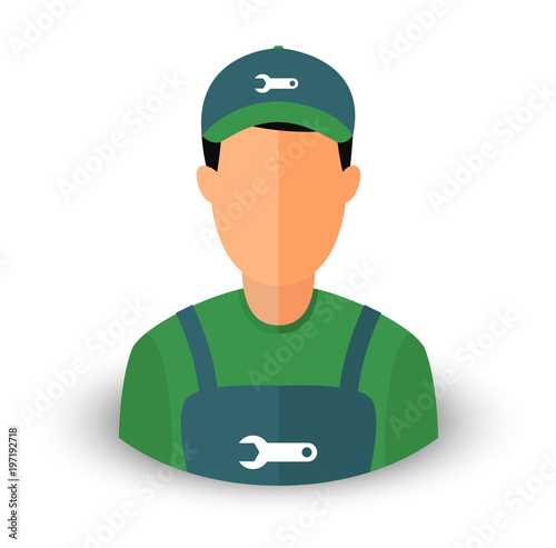 Vector avatar of a auto mechanic. Eps 10