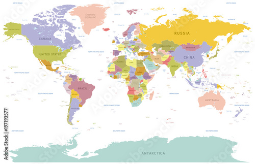Fototapeta Naklejka Na Ścianę i Meble -  Vector colorful World Map