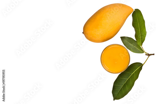 The mango juice on the white background