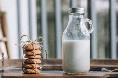 Bottle of milk and cookies