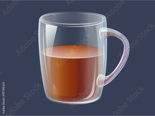 Vector clear glass Mug  with black tea