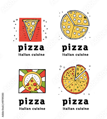 Pizza icons, posters, images set