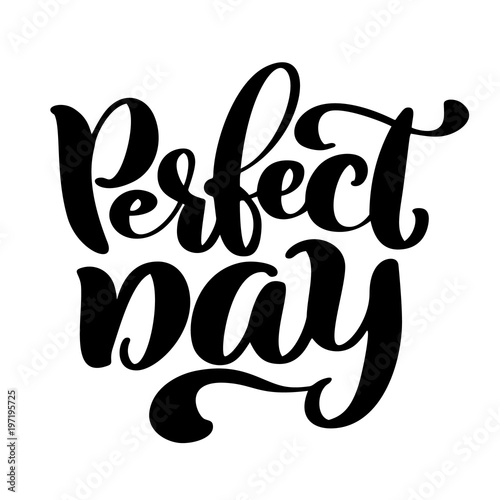 Hand drawn lettering quote perfect day. Modern calligraphy text for photo overlay, cards, t-shirts, posters, mugs Isolated on white vector illustration