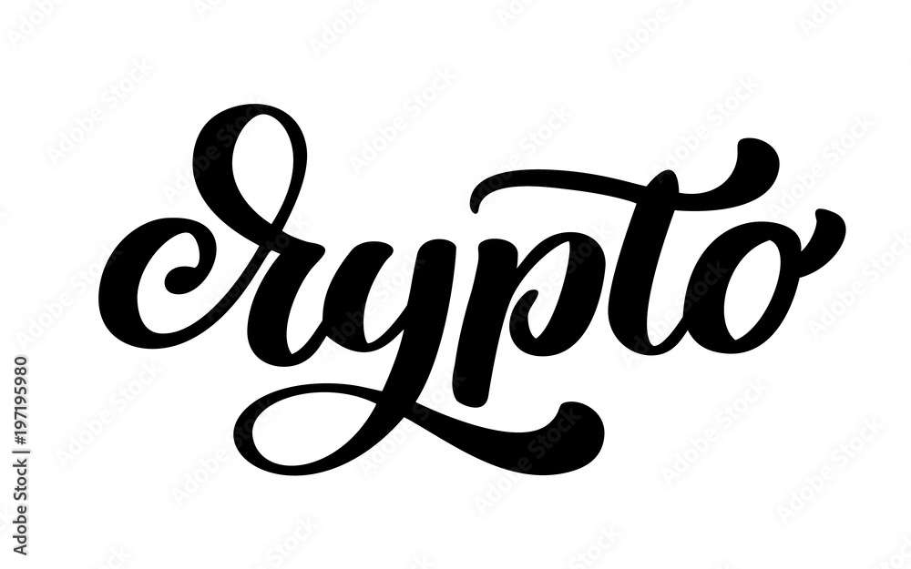 Crypto Hand written calligraphy text logo. Vector art bitcoin illustration. Isolated on background. Inspirational quote Crypto Hand written calligraphy text logo. Vector art bitcoin illustration. Isolated on background. Inspirational quote