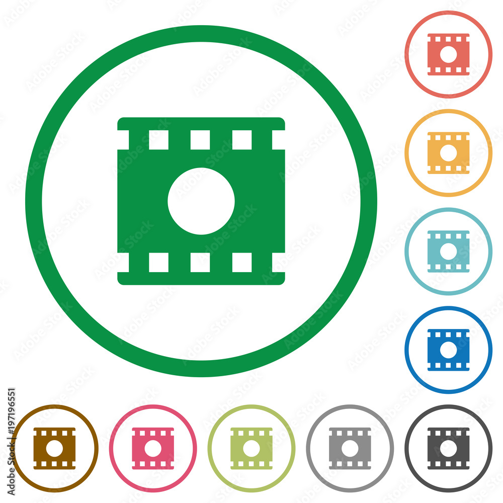 Movie record flat icons with outlines Movie record flat icons with outlines