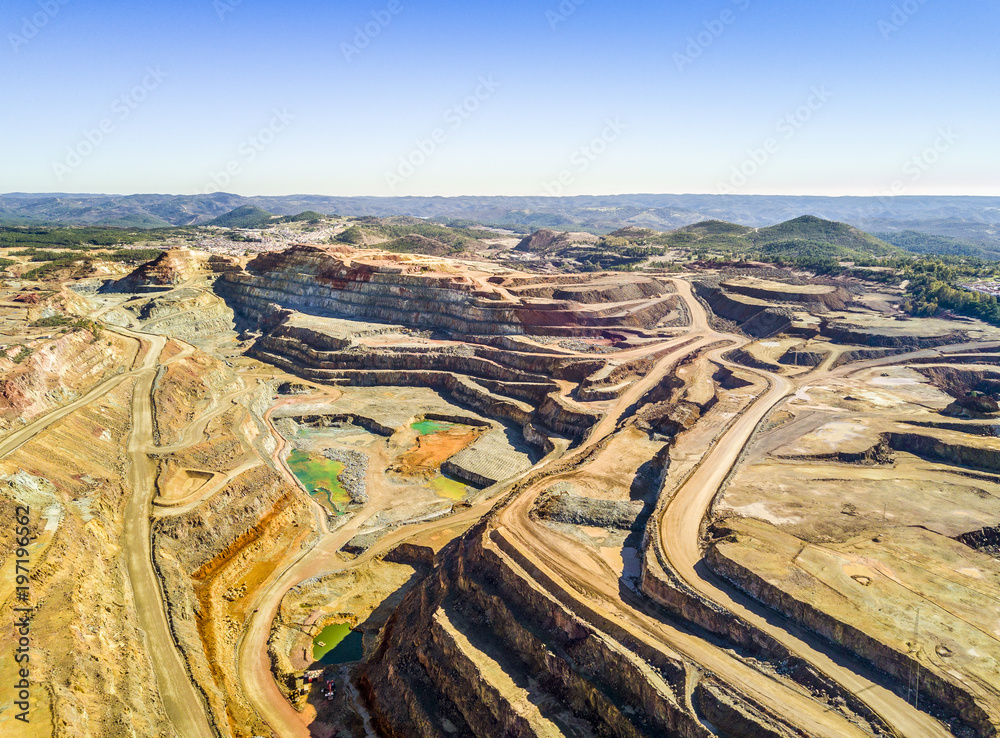 Aerial view of huge, open pit mine Aerial view of huge, open pit mine