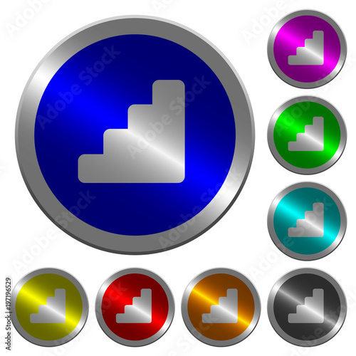 Stairs luminous coin-like round color buttons