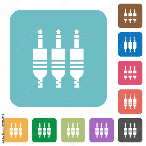 Analog jack connectors rounded square flat icons