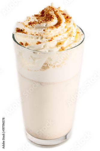 cappuccino in a glass with cream.