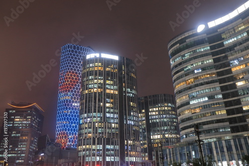 Sanlitun commercial district cityscape in Beijing China photo