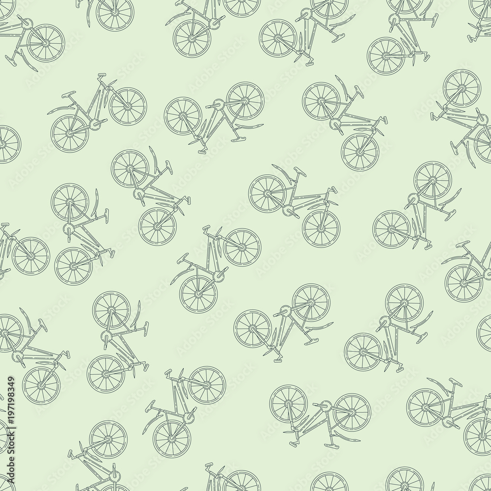 Vector seamless pattern with bicycle. Perfect for site backdrop, screen background, surface design and other endless fill.