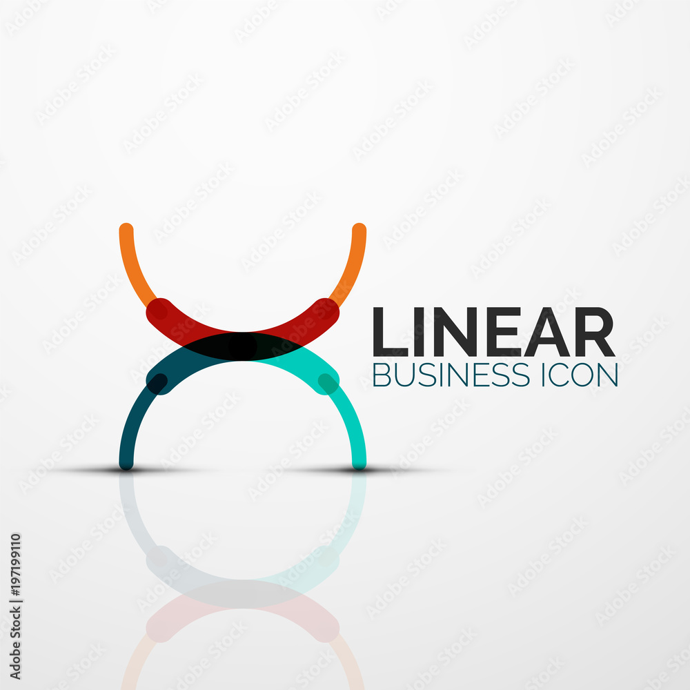 Outline minimal abstract geometric linear business icon made of line segments, elements
