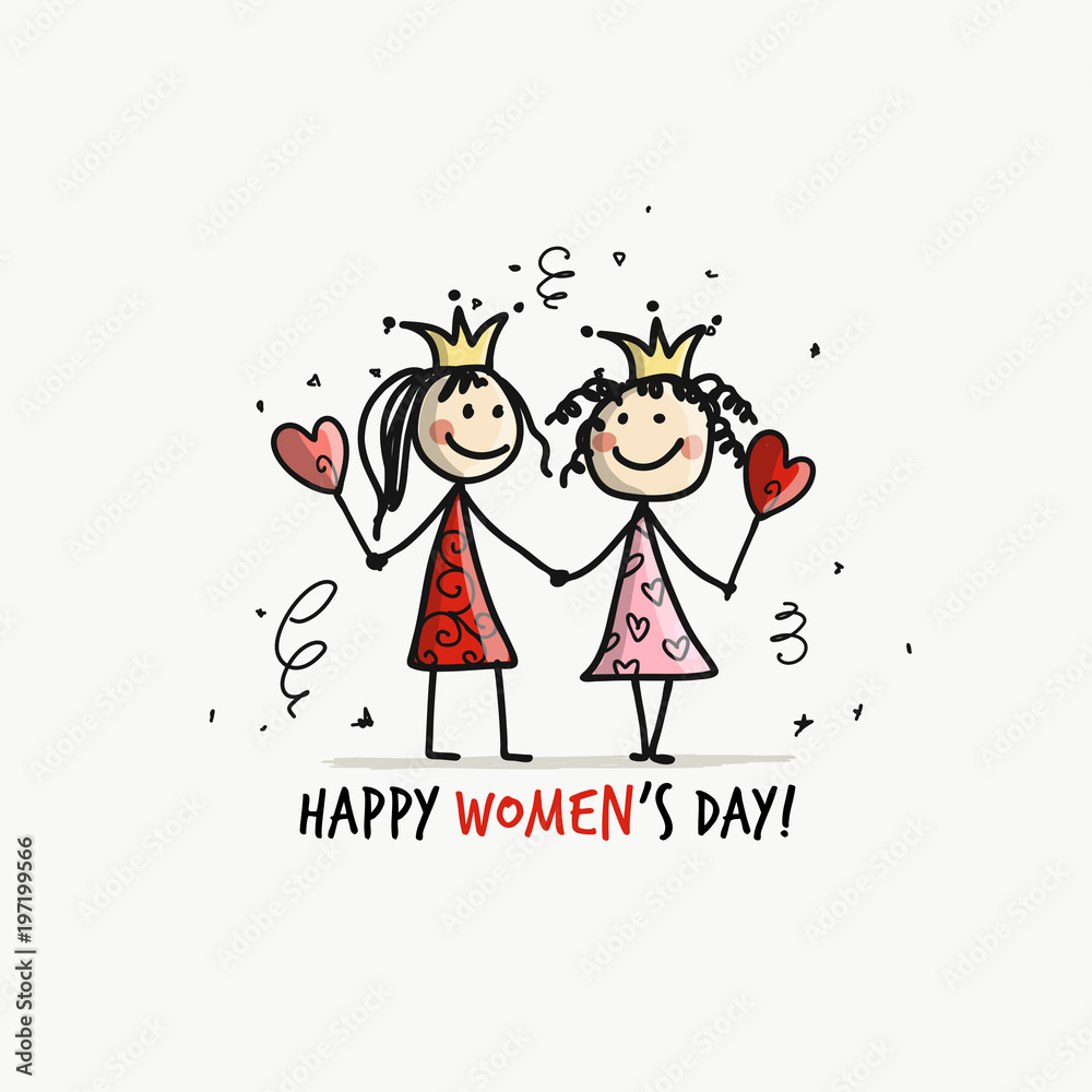 8 march, international women's day. Pretty girls with drinks for your design 8 march, international women's day. Pretty girls with drinks for your design