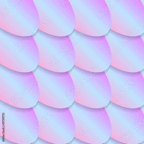 Holographic mermaid or fish scale vector seamless pattern. Gradient background with fishscale ornament. Tail texture