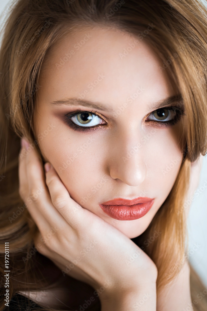 Beauty woman face. Close up of beautiful young female model with fresh natural makeup. Beauty woman face. Close up of beautiful young female model with fresh natural makeup.