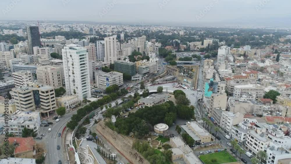 Nicosia city drone area cityscape Nicosia city drone area cityscape