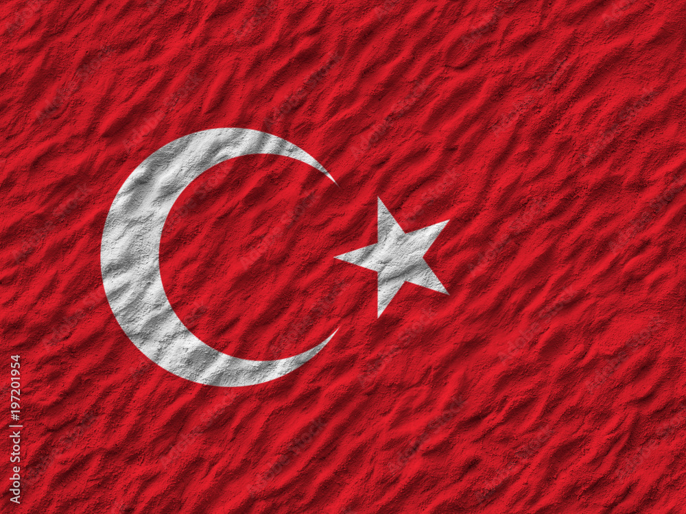 Obraz premium flag of Turkey painted on the wall. 