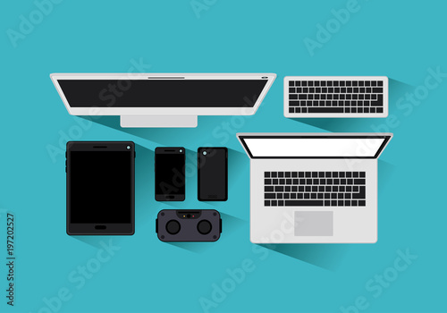 tecnology gadgets set icons vector illustration design