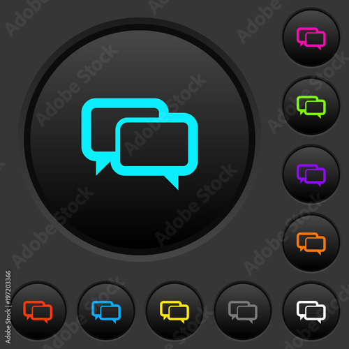 Chat bubbles dark push buttons with color icons