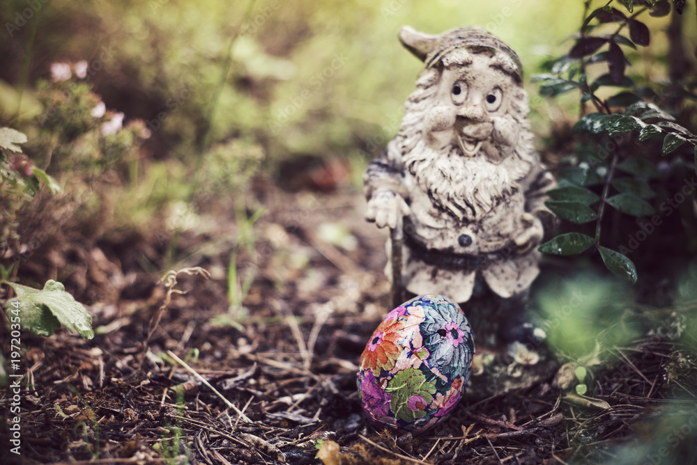 homemade decorated easter egg in the garden homemade decorated easter egg in the garden