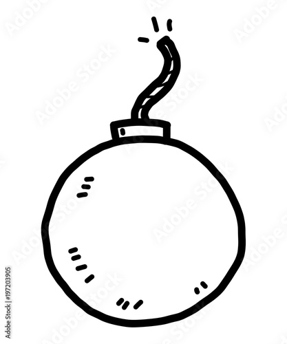 bomb / cartoon vector and illustration, black and white, hand drawn, sketch style, isolated on white background.