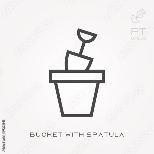 Line icon bucket with spatula