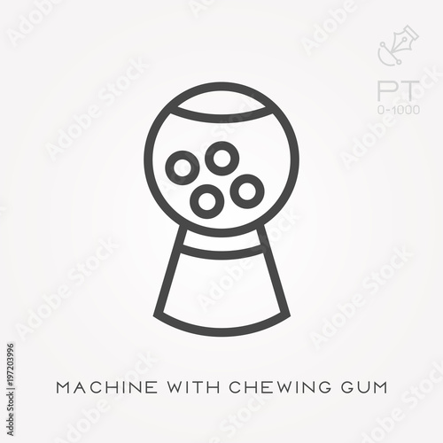 Line icon machine with chewing gum