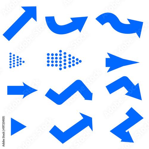 blue arrows icon on white background. blue arrows sign. flat style. set blue arrows symbol.