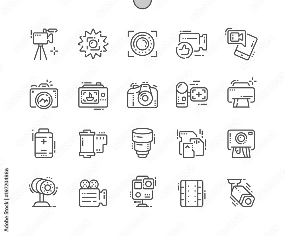 Camera Well-crafted Pixel Perfect Vector Thin Line Icons 30 2x Grid for Web Graphics and Apps. Simple Minimal Pictogram