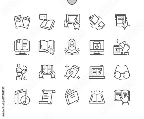 Reading Well-crafted Pixel Perfect Vector Thin Line Icons 30 2x Grid for Web Graphics and Apps. Simple Minimal Pictogram photo