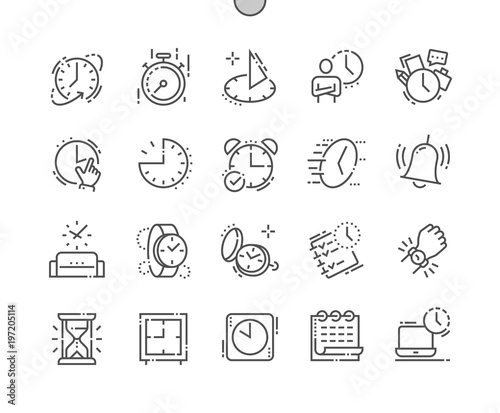 Time Well-crafted Pixel Perfect Vector Thin Line Icons 30 2x Grid for Web Graphics and Apps. Simple Minimal Pictogram photo