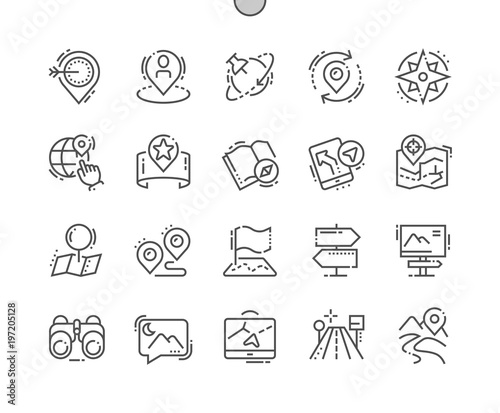Navigation Well-crafted Pixel Perfect Vector Thin Line Icons 30 2x Grid for Web Graphics and Apps. Simple Minimal Pictogram