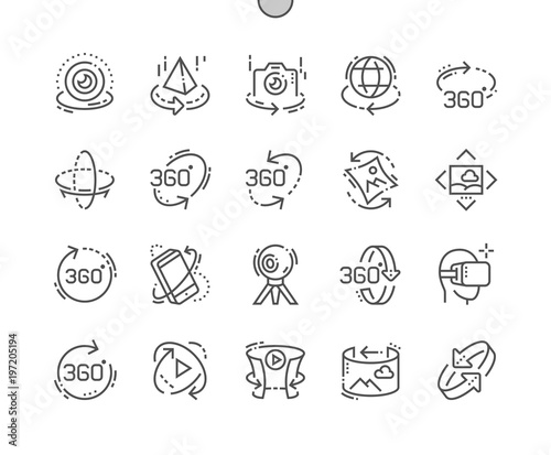 360 degrees Well-crafted Pixel Perfect Vector Thin Line Icons 30 2x Grid for Web Graphics and Apps. Simple Minimal Pictogram