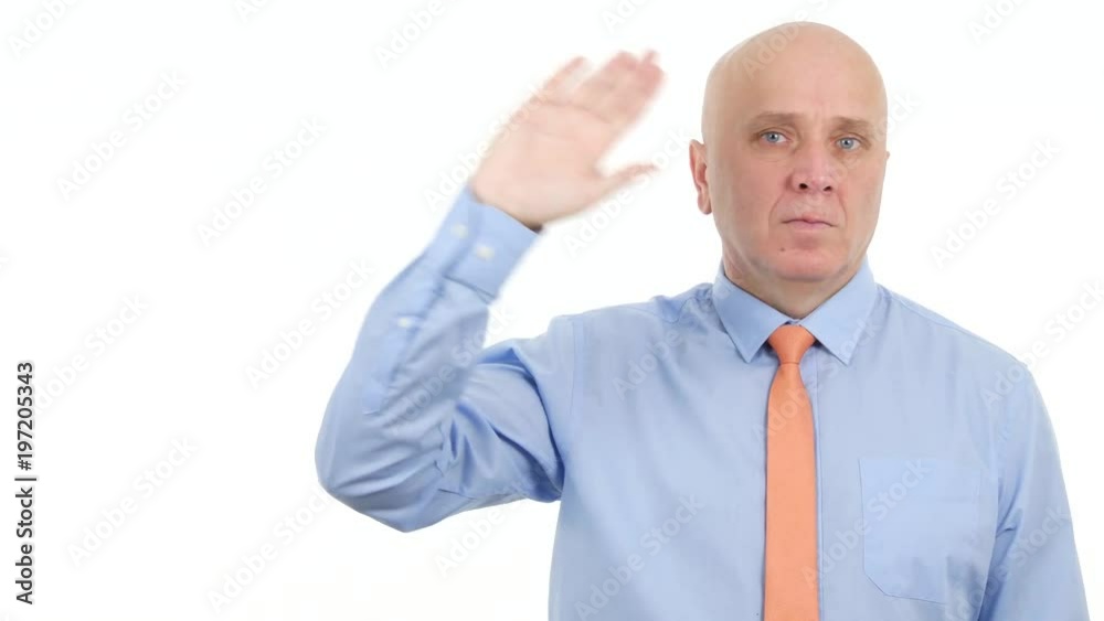 Businessman Presentation Saluting in Interview Make Hello Hand Gestures Businessman Presentation Saluting in Interview Make Hello Hand Gestures