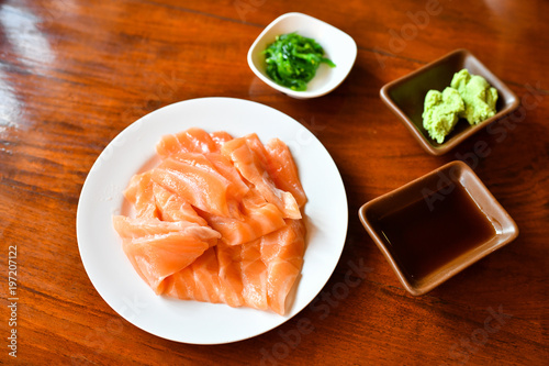 Sashimi and Sushi with the japanese foods style
