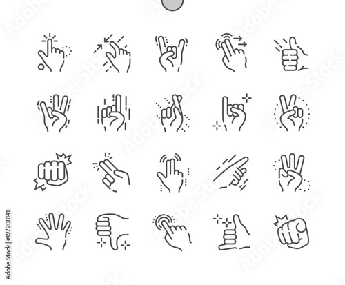 Gesture Well-crafted Pixel Perfect Vector Thin Line Icons 30 2x Grid for Web Graphics and Apps. Simple Minimal Pictogram