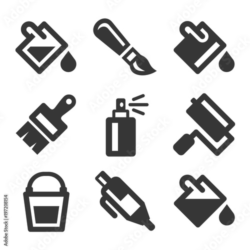 Paint Bucket Tool Icons Set. Vector