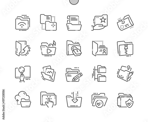 Folders Well-crafted Pixel Perfect Vector Thin Line Icons 30 2x Grid for Web Graphics and Apps. Simple Minimal Pictogram