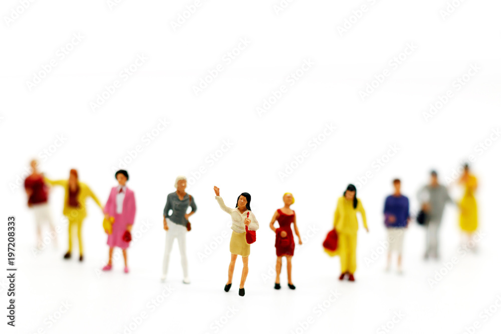 Miniature people: Business Person Candidate People Group. Employer of choice, candidate selection, and  business recruitment concept.