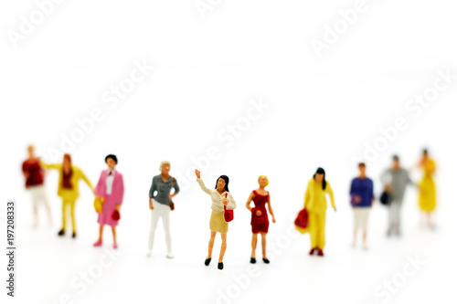 Miniature people: Business Person Candidate People Group. Employer of choice, candidate selection, and business recruitment concept.