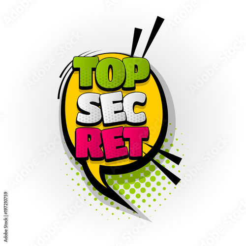 top secret comic book text pop art