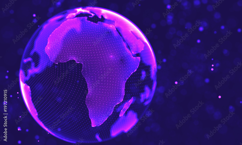 Naklejka premium Ultra violet galaxy background. Space background illustration universe with Nebula. 2018 Purple technology background. Artificial intelligence concept