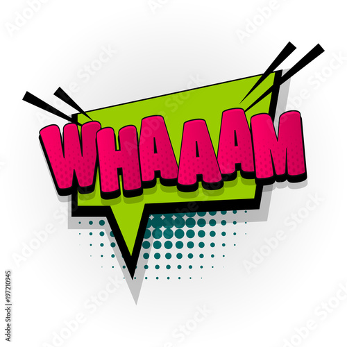 wham sound comic book text pop art